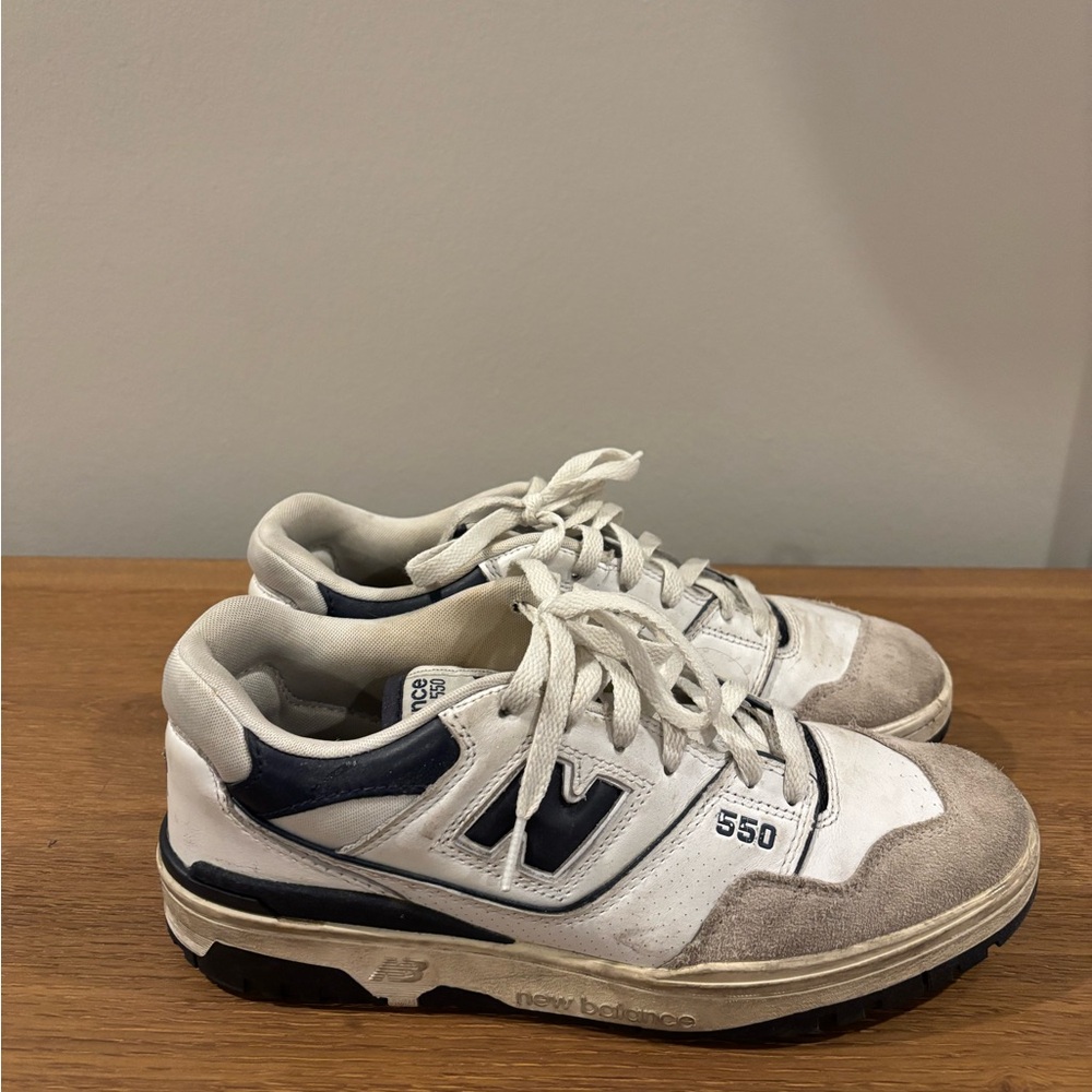 New Balance 550 White and Dark Blue Sneakers